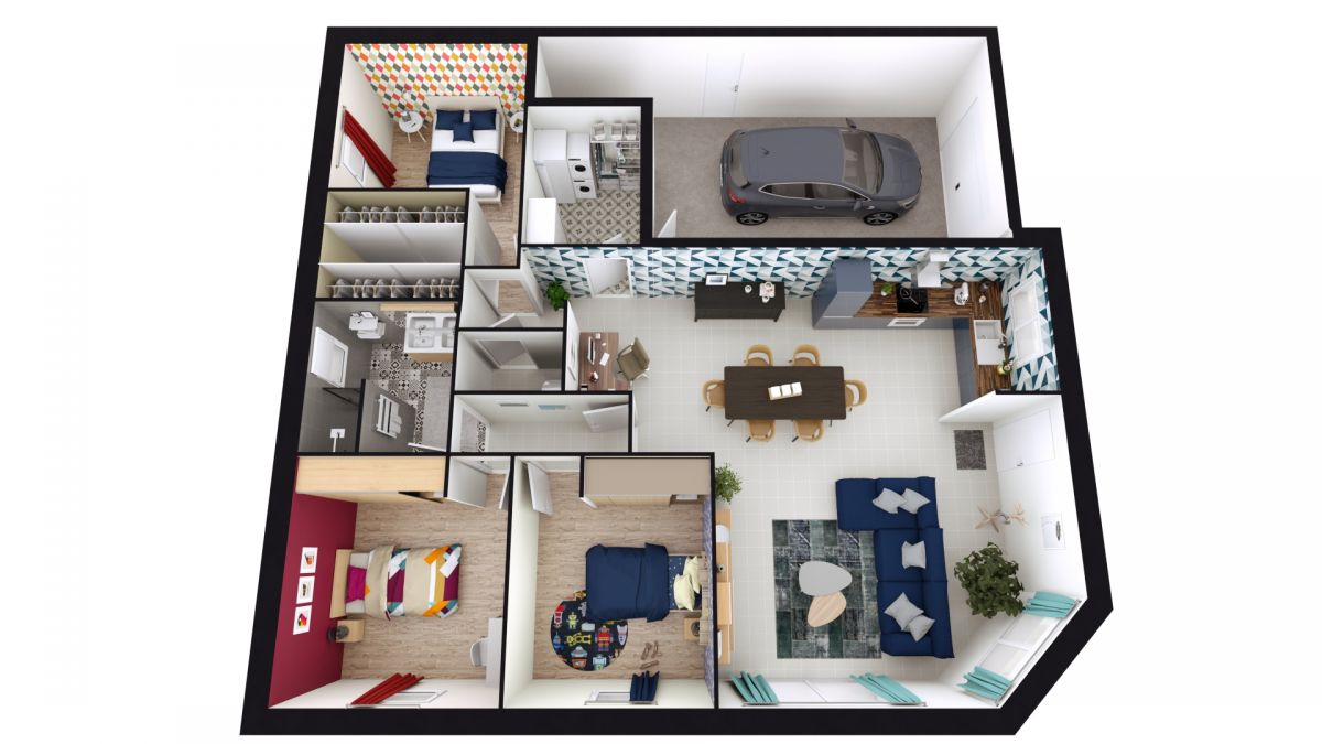 Plan Maison 3 chambres de 90 m²