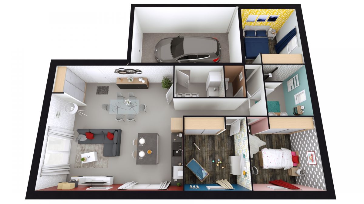 Plan Maison 3 chambres de 88 m²