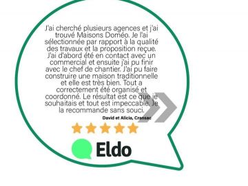 Consultez tous nos avis clients ⭐️⭐️sur
Eldo 🏠🚀

Un projet, une question ? N'hésitez pas à nous contacter ! 😁
👉www.eldo.com/pro/maisons_domeo